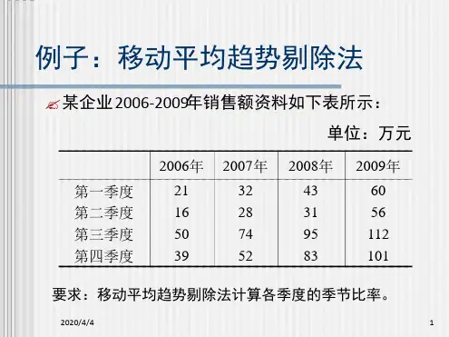 统计学例子移动平均趋势剔除法