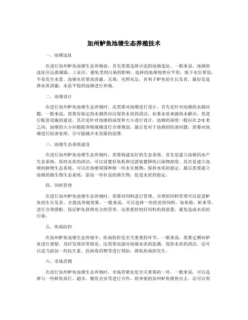 加州鲈鱼池塘生态养殖技术