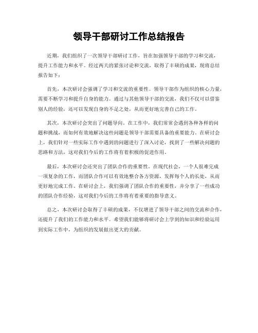 领导干部研讨工作总结报告