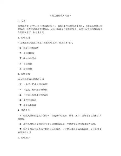 工程主体验收方案范本