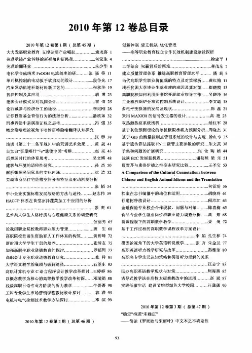 2010年第12卷总目录