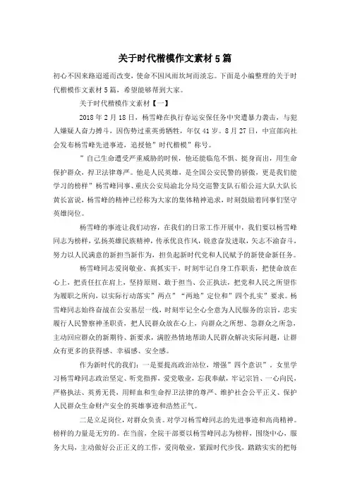 关于时代楷模作文素材5篇