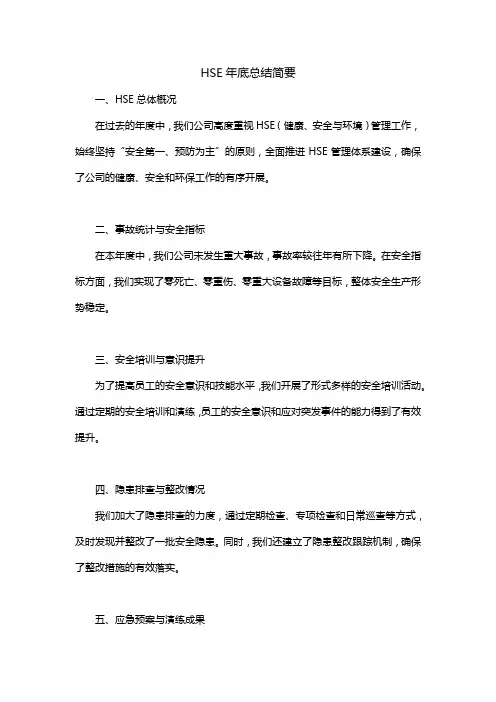 hse年底总结简要