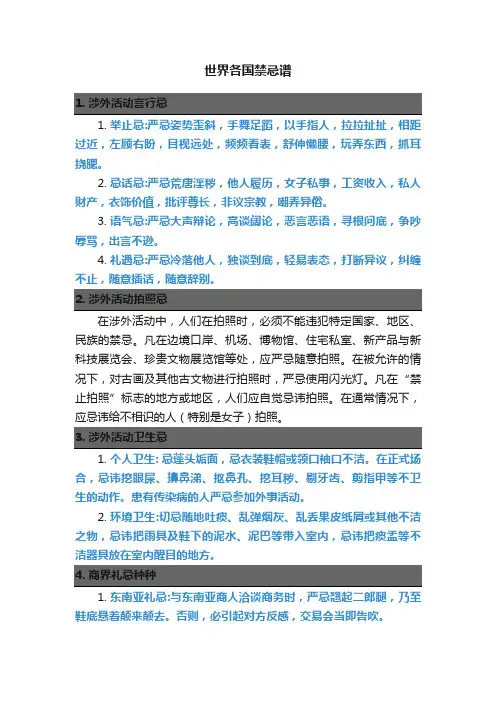 世界各国禁忌谱
