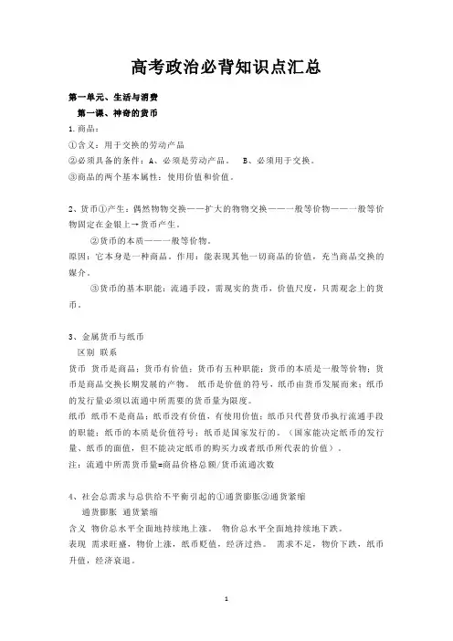 高考政治必背知识点汇总