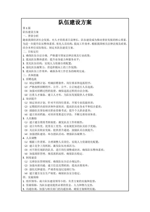 队伍建设方案