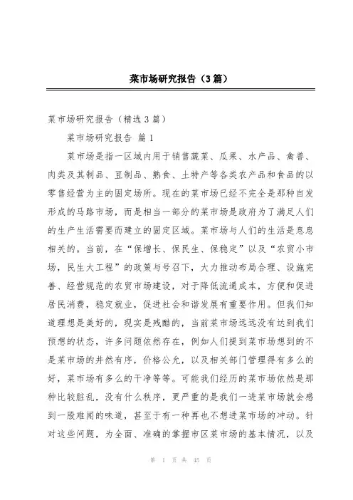 菜市场研究报告(3篇)
