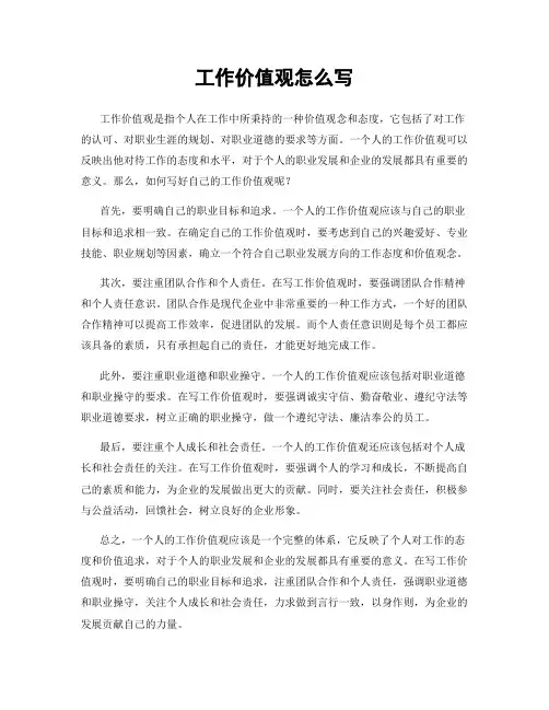 工作价值观怎么写