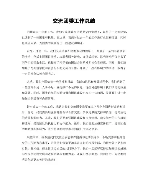 交流团委工作总结