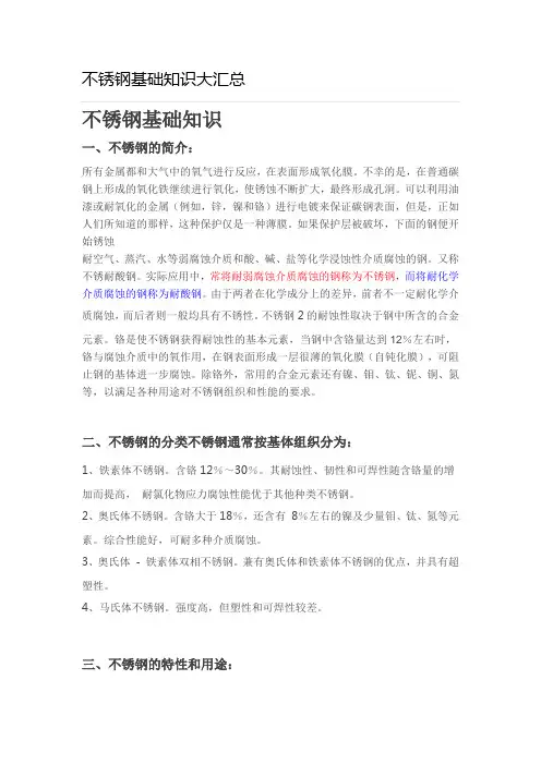 不锈钢基础知识大汇总