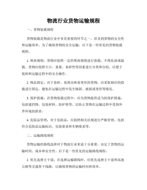物流行业货物运输规程