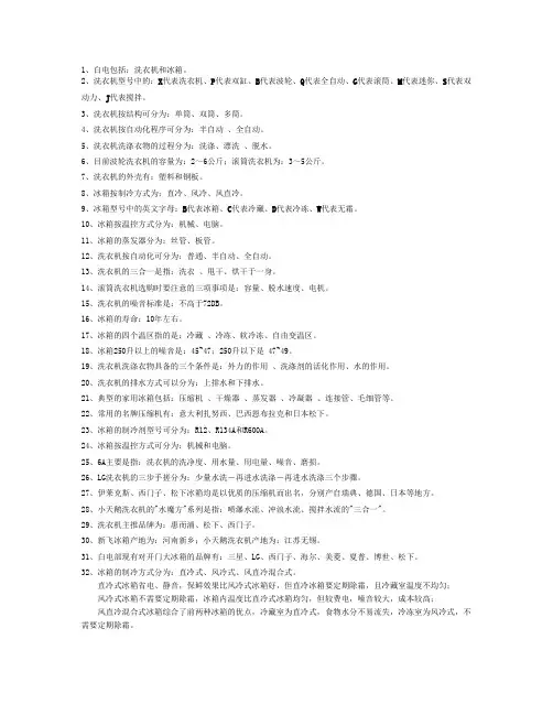 产品概述 白电