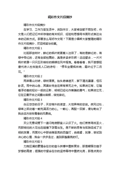 精彩作文片段摘抄
