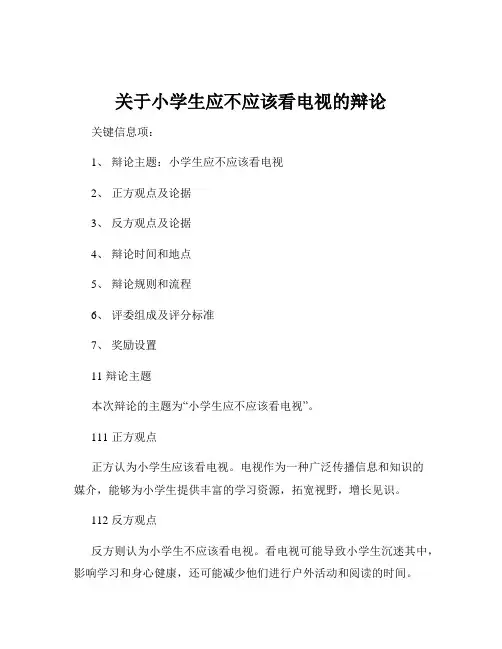 关于小学生应不应该看电视的辩论