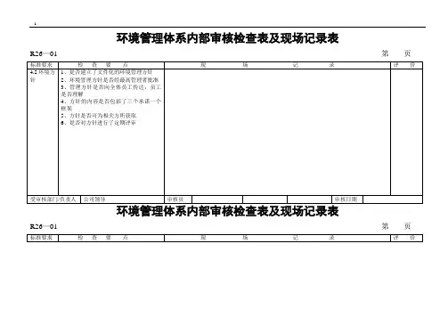 环境管理体系内部审核检查表(DOC)