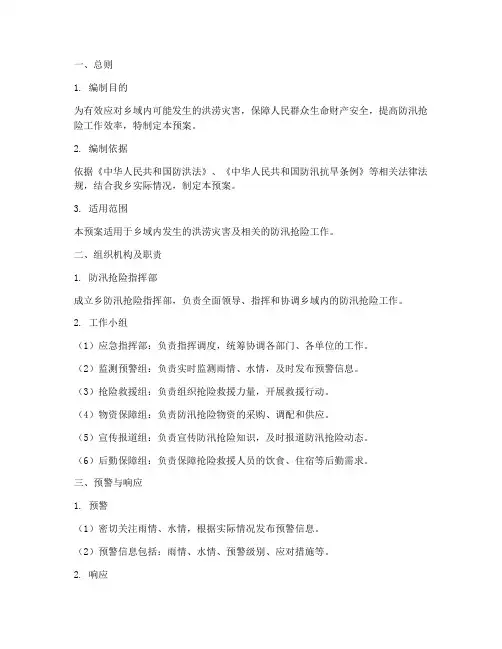 乡防汛抢险应急预案