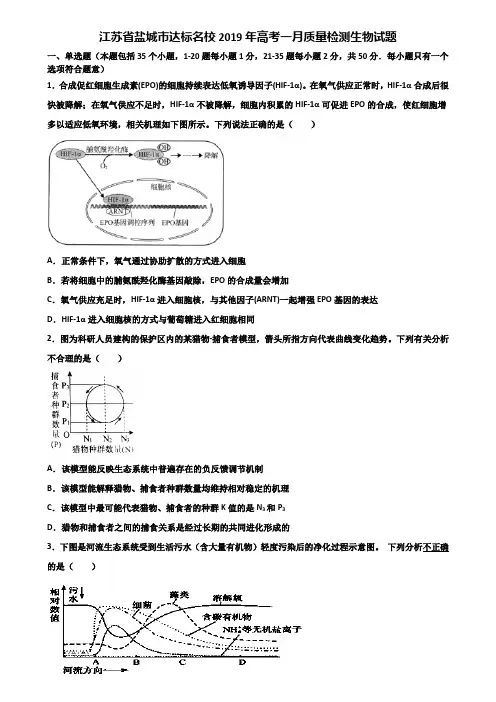 江苏省盐城市达标名校2019年高考一月质量检测生物试题含解析