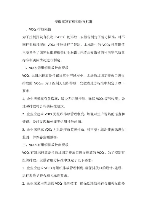 安徽挥发有机物地方标准