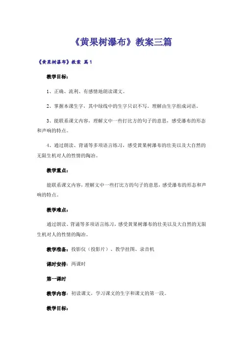 《黄果树瀑布》教案三篇