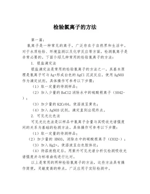检验氯离子的方法