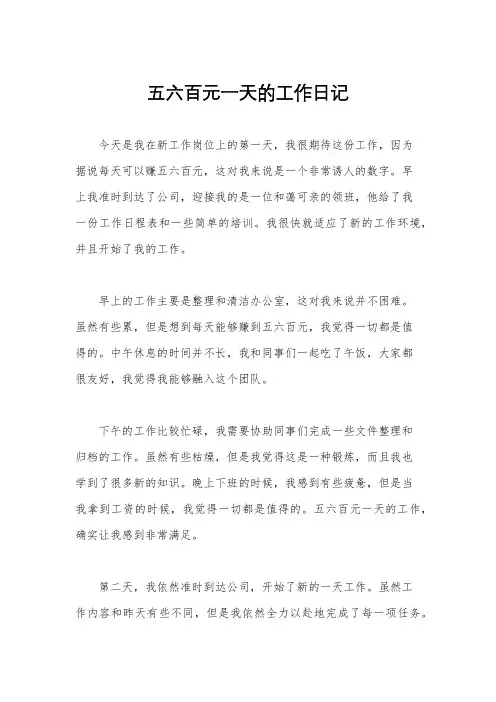 五六百元一天的工作日记