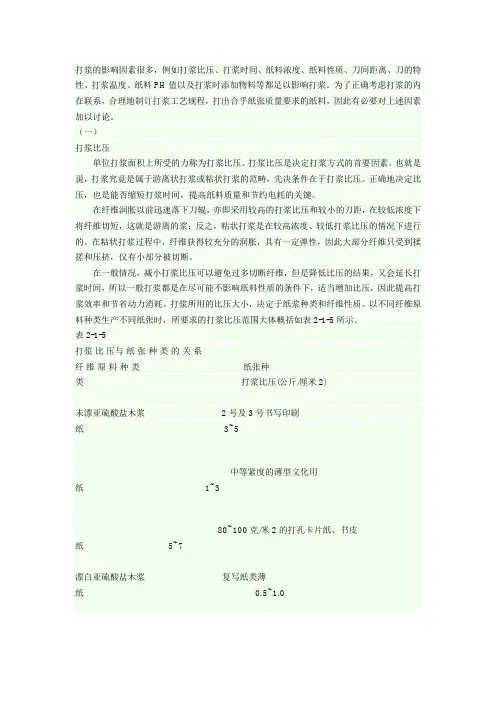 打浆工艺概述：影响打浆的因素