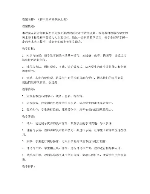 湘教版上册美术教案初中