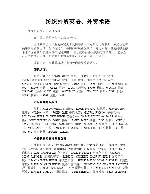 纺织外贸英语、外贸术语