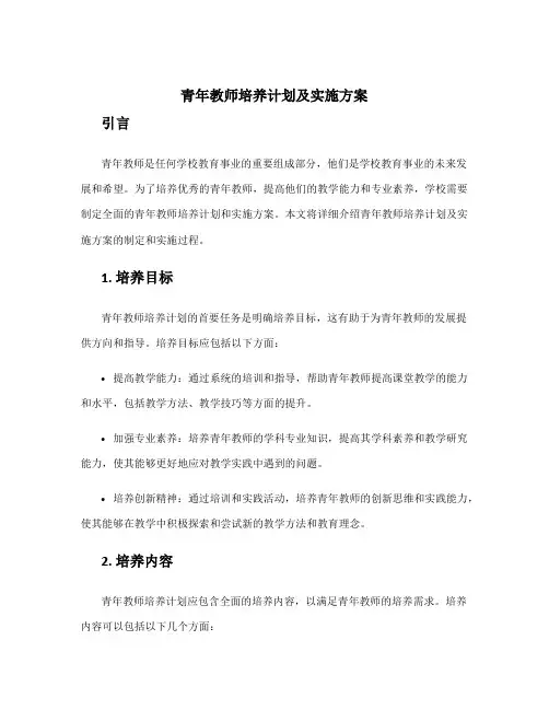 青年教师培养计划及实施方案