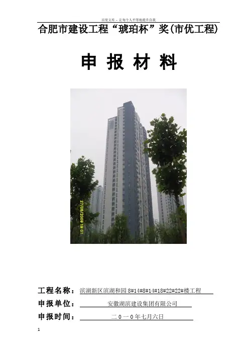 合肥市建设工“琥珀杯”奖(市优工程)申报材料
