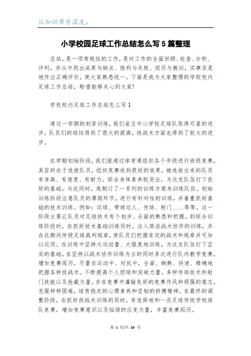 小学校园足球工作总结怎么写5篇整理