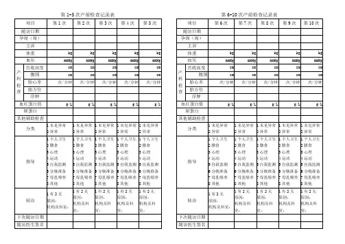 产前检查记录表