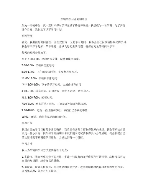 学霸的学习计划初中生