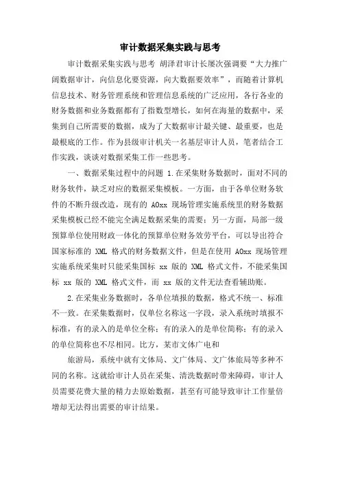 审计数据采集实践与思考
