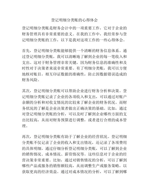 登记明细分类账的心得体会