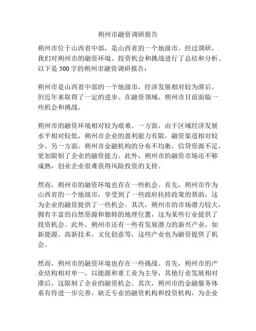 朔州市融资调研报告