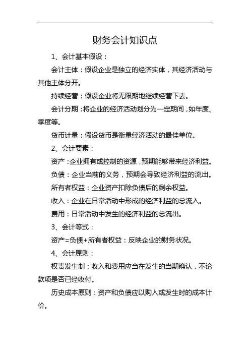 财务会计知识点