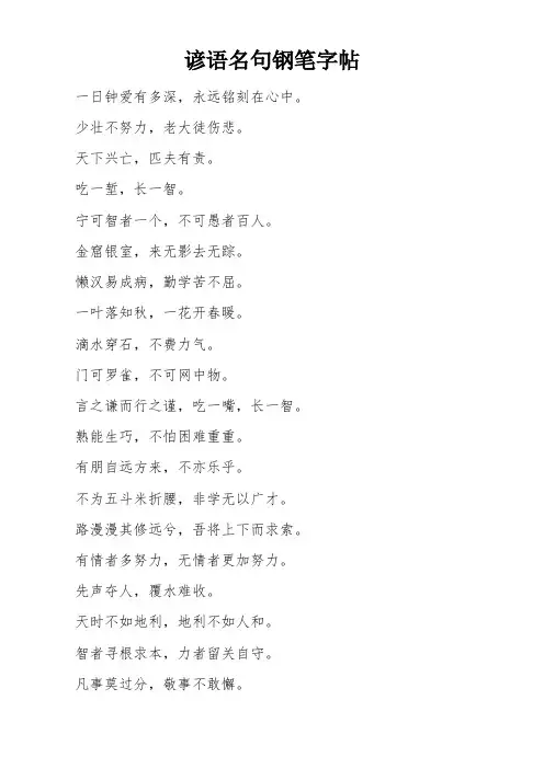 谚语名句钢笔字帖