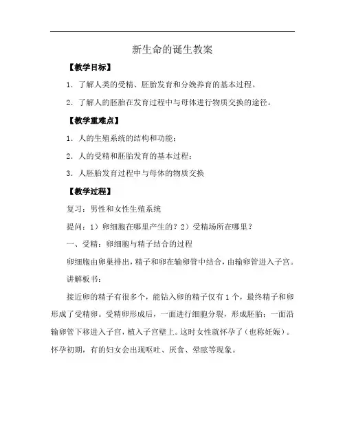 新生命的诞生教案