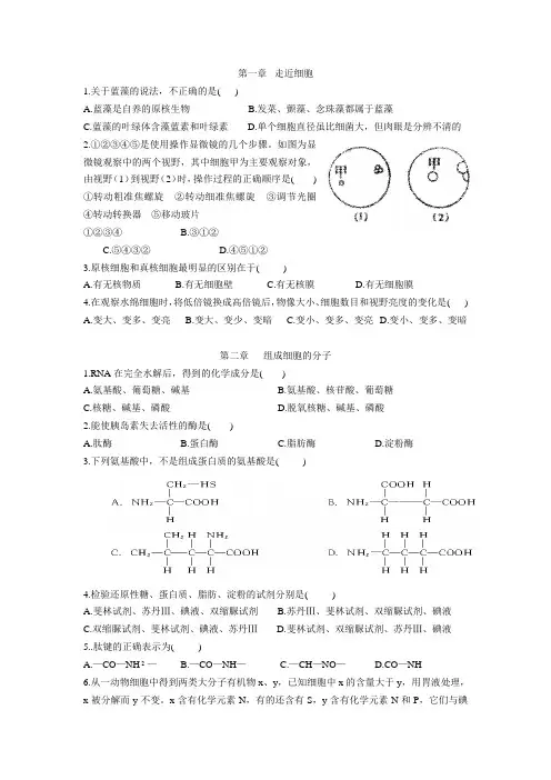 高一生物寒假作业