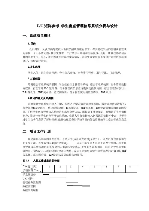 U-C 矩阵参考模板-学生宿舍管理信息系统