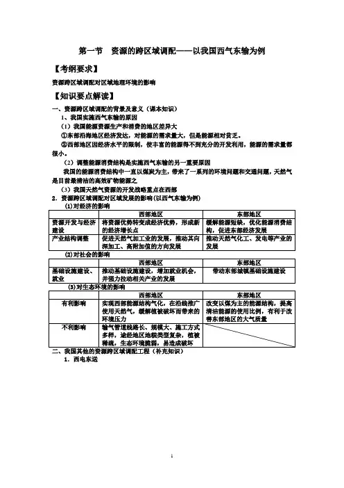 资源的跨区域调配——以我国西气东输为例学案