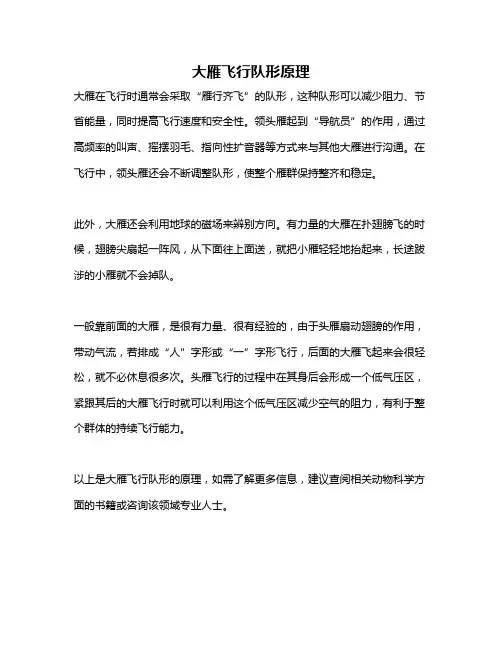 大雁飞行队形原理