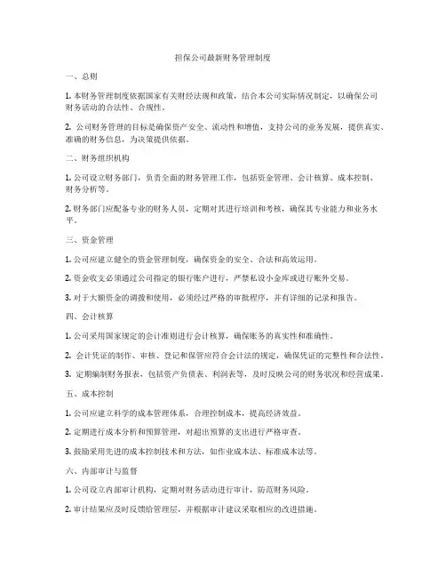 担保公司最新财务管理制度