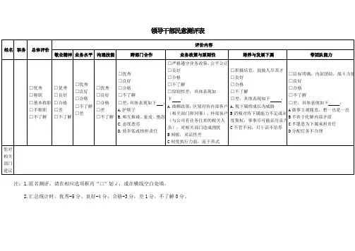 领导干部民意测评表(最简洁实用)