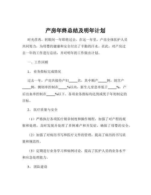 产房年终总结及明年计划