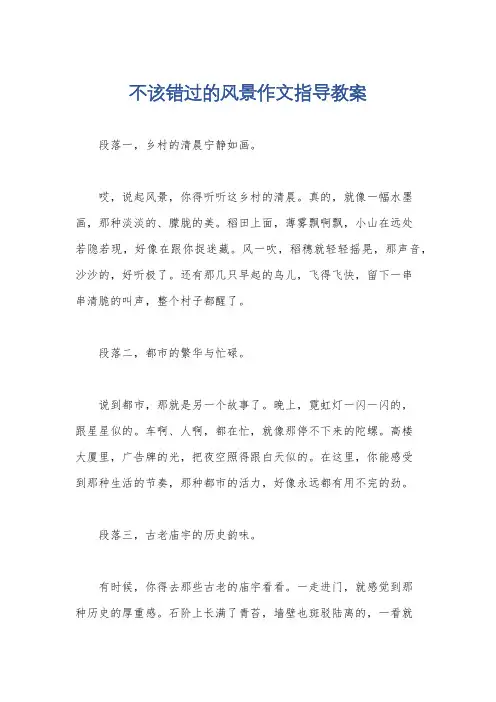 不该错过的风景作文指导教案