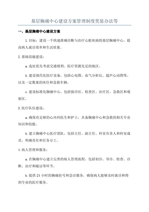 基层胸痛中心建设方案管理制度奖惩办法等