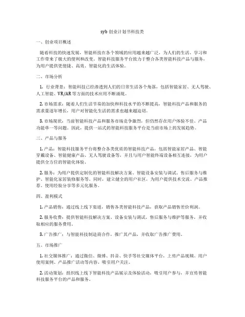 syb创业计划书科技类