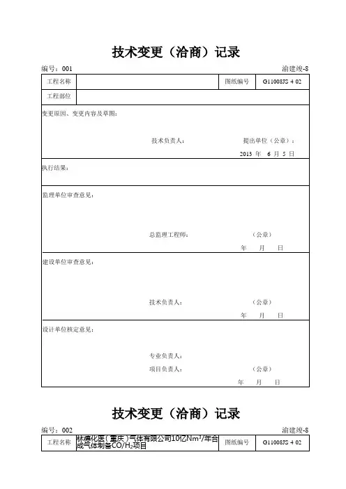 技术变更(洽商)记录表